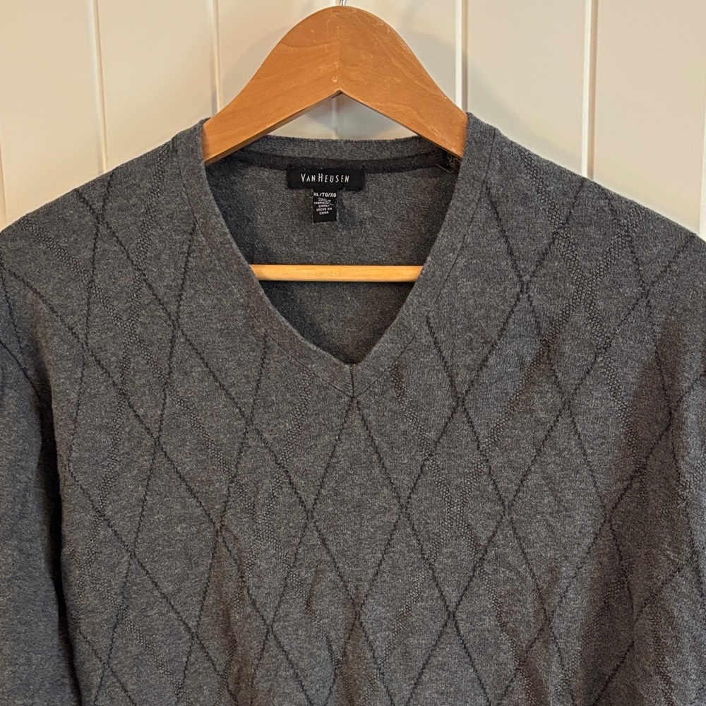 Van Heusen Charcoal V-Neck Sweater for Men